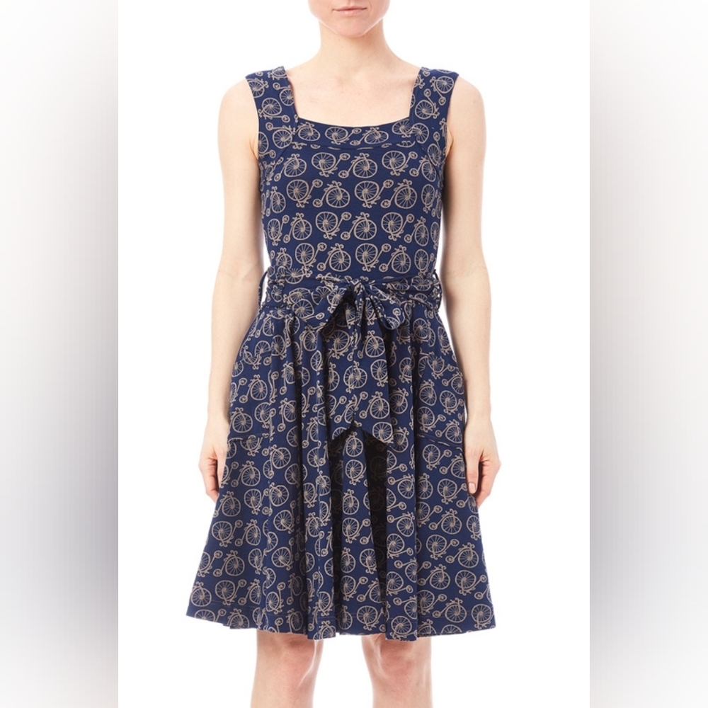 Modcloth Effie's Heart Navy Sleeveless Maxi Dress with Tan Bicycle Print